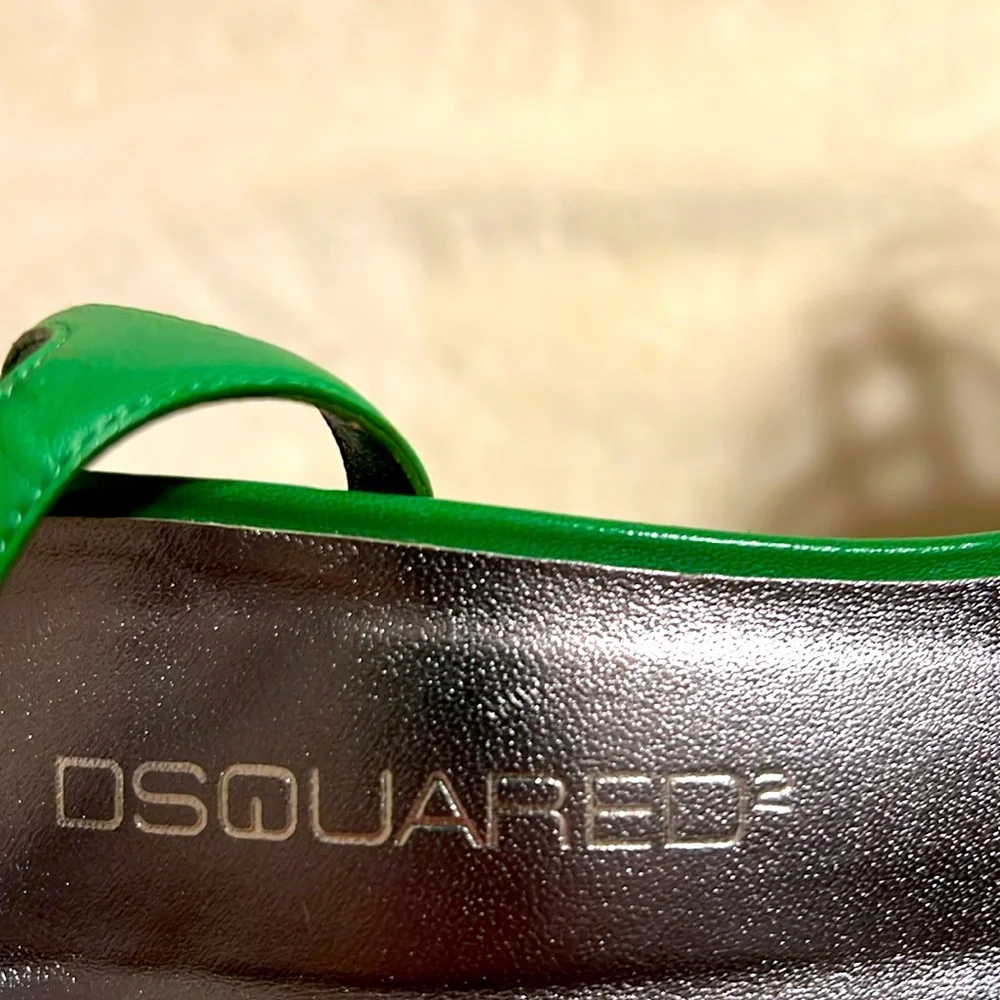 Dsquared2. Green Suede Strappy Heels. Like New. 39/8 Italy